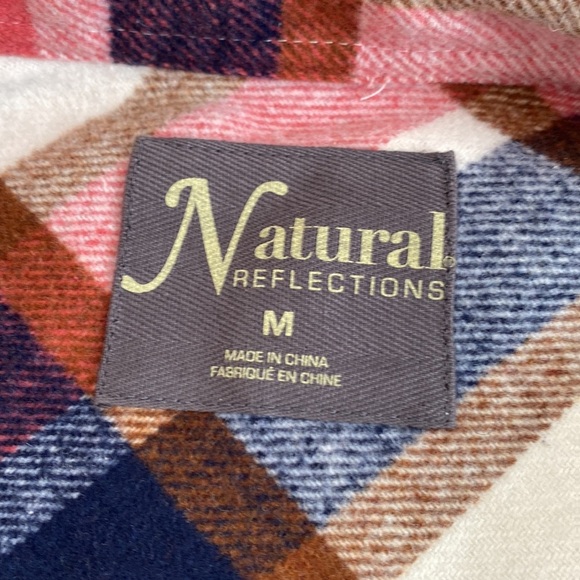 2/$25Red navy white casual plaid button front hoodless Shacket jacket coat sz M - Picture 5 of 9